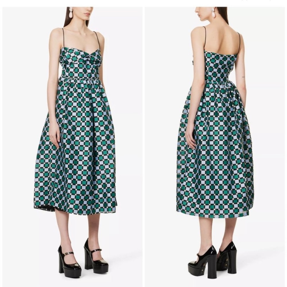 Stine Goya Arya check pattern midi dress NWT